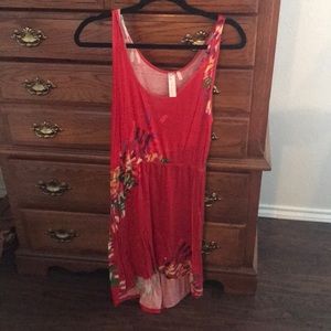 Red floral High Low dress
